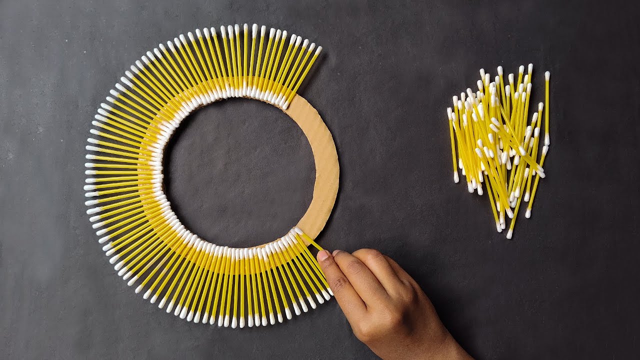 Easy Wall Hanging Using Cotton Earbuds Cotton Buds Crafts Best Out