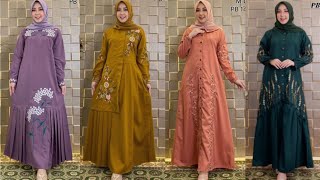 Model Gamis Toyobo Kombinasi Bordir Terbaru