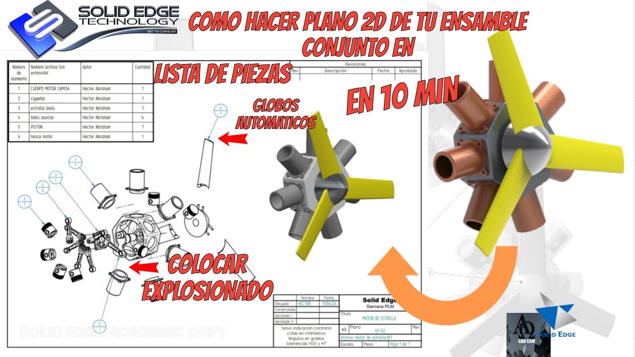 Solid Edge Como HACER PLANOS 2D de ENSAMBLES | Tutorial | - YouTube