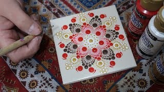 Ceramic Tile Dot Mandala Coasters | How To Paint Dot Mandalas #52 Lydia May -Dotty Mandolly