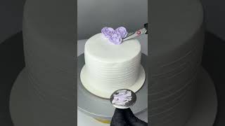 Purple Flower Cake Decorating 💜 Lavender Rose & Shell Border Design #shorts