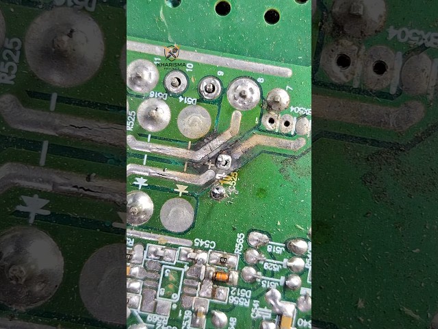 replace capacitor and renew track pcb #repair #pcb #line #electronic