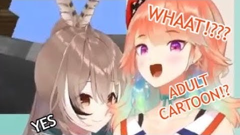 Mumei and Kiara talking about adult cartoon