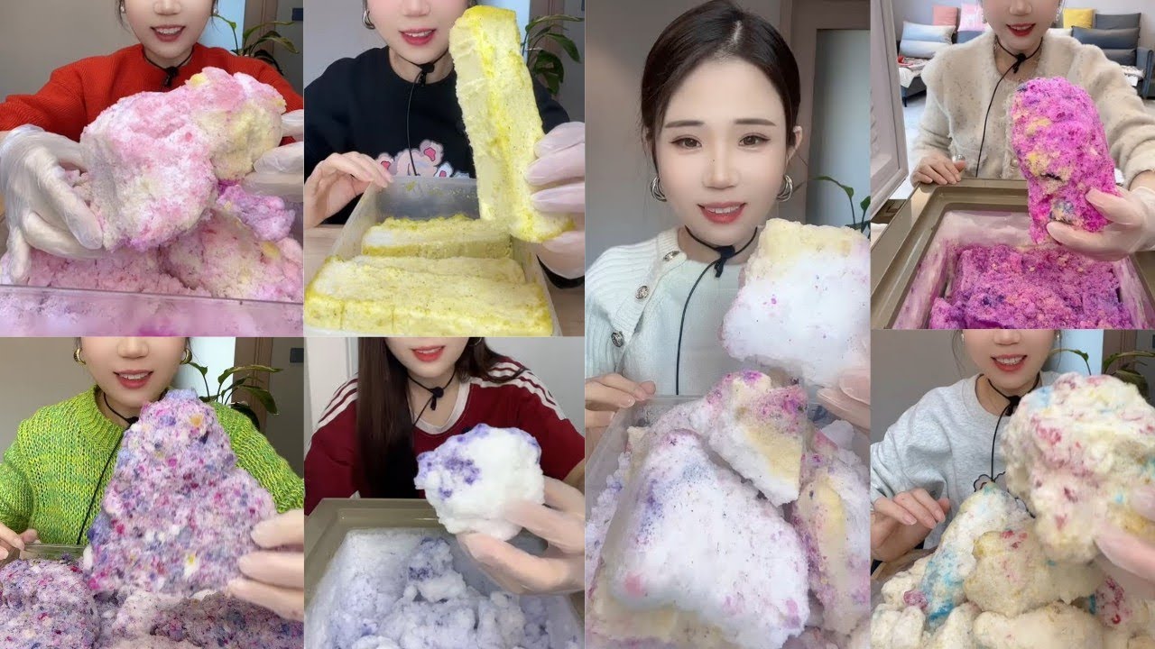 YY'S solo ice eating⚡ | freezer frost ice eating  | Refrozen flavoured soft crunchy🍧ice eating ASMR🧊