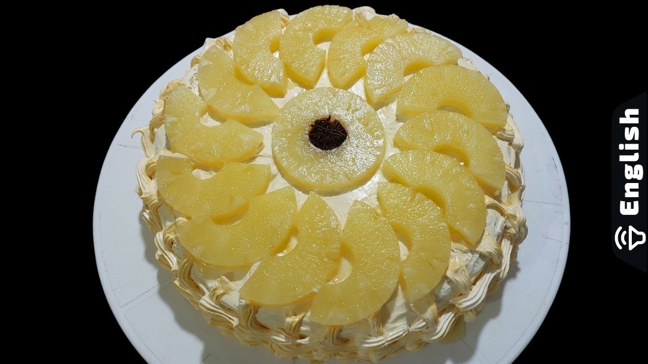 Homemade Pineapple Frosting Cake with Fresh Pineapple Recipe |Fresh Pineapple Cake