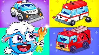 Lets Repair Fire Truck, Police Car And Ambulance Song Sing-Along With Lamba Lamby