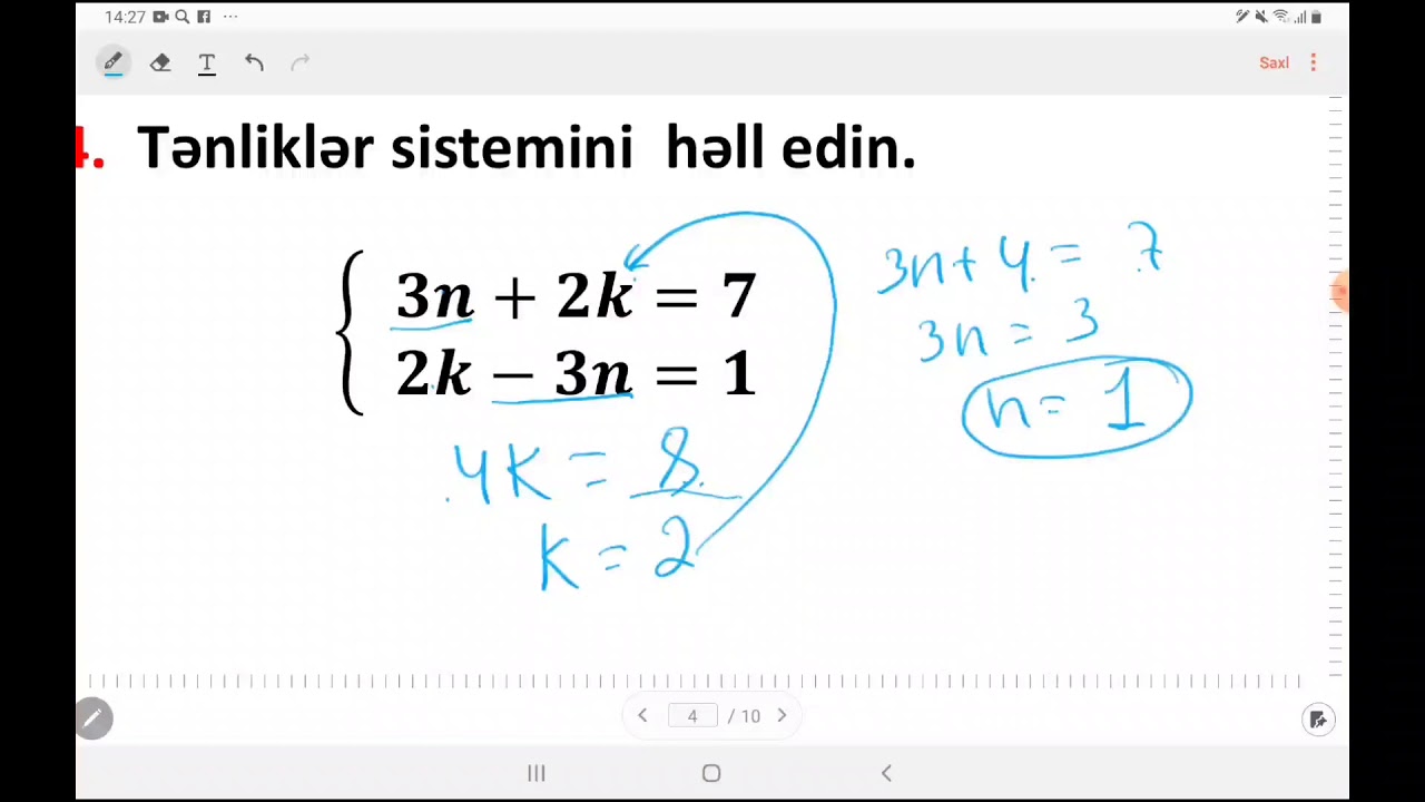 Miq. ibtidai riyaziyyat   Tənliklər sistemi