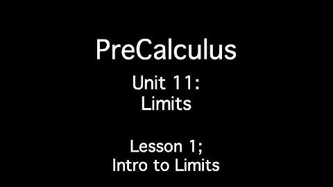 Unit 11: Limits - Lesson 1; Intro to Limits