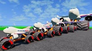 Big &amp; Small Plane Cars Vs Thomas Train The Tank Engine Vs Giant Pit Vs Car Vs Portal_Beamng.drive