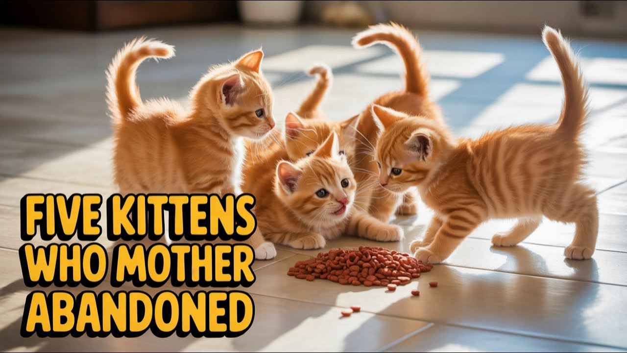 The Siblings 5 Stray Kittens Eating Fry Fish In Temple