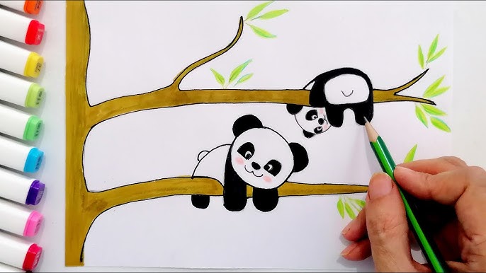 Aprenda a desenhar um casal de urso panda com números 8 #drawing