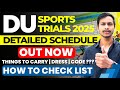 DU SPORTS QUOTA TRIALS COMPLETE SCHEDULE OUT NOW 🚨 | New Guidelines 2025