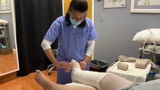 Bandaging a lower extremity with lymphedema