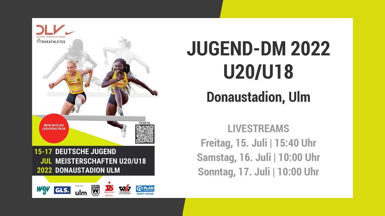 Leichtathletik-DM 2022 Jugend U20/U18 Livestream Tag 2, Samstag (1/2)