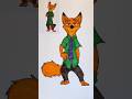 Nick Wilde from Zootopia in a Sparkly Style ✨🦊#Zootopia #NickWilde #Drawing #Coloring  #Shorts