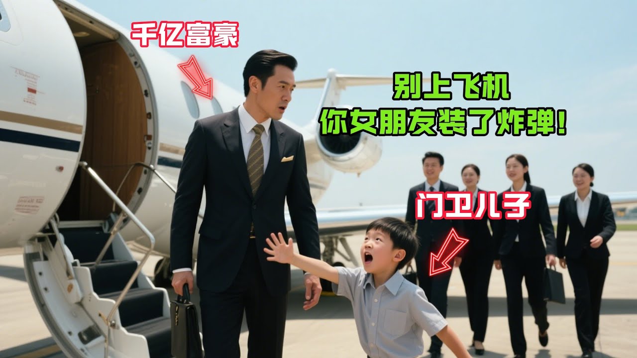 看門人10歲兒子大喊：“別上飛機，你女朋友裝了炸彈！”千億富豪震驚之餘驟停行程，立刻着手調查，真相讓人震驚！#故事分享#感人故事#故事频道
