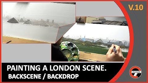 Painting a London style backscene or backdrop.