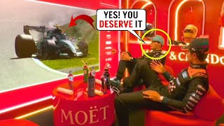 George Russell's pathetic reaction after seeing Kimi Antonelli's Car Crash in Final Lap of Spain GP
