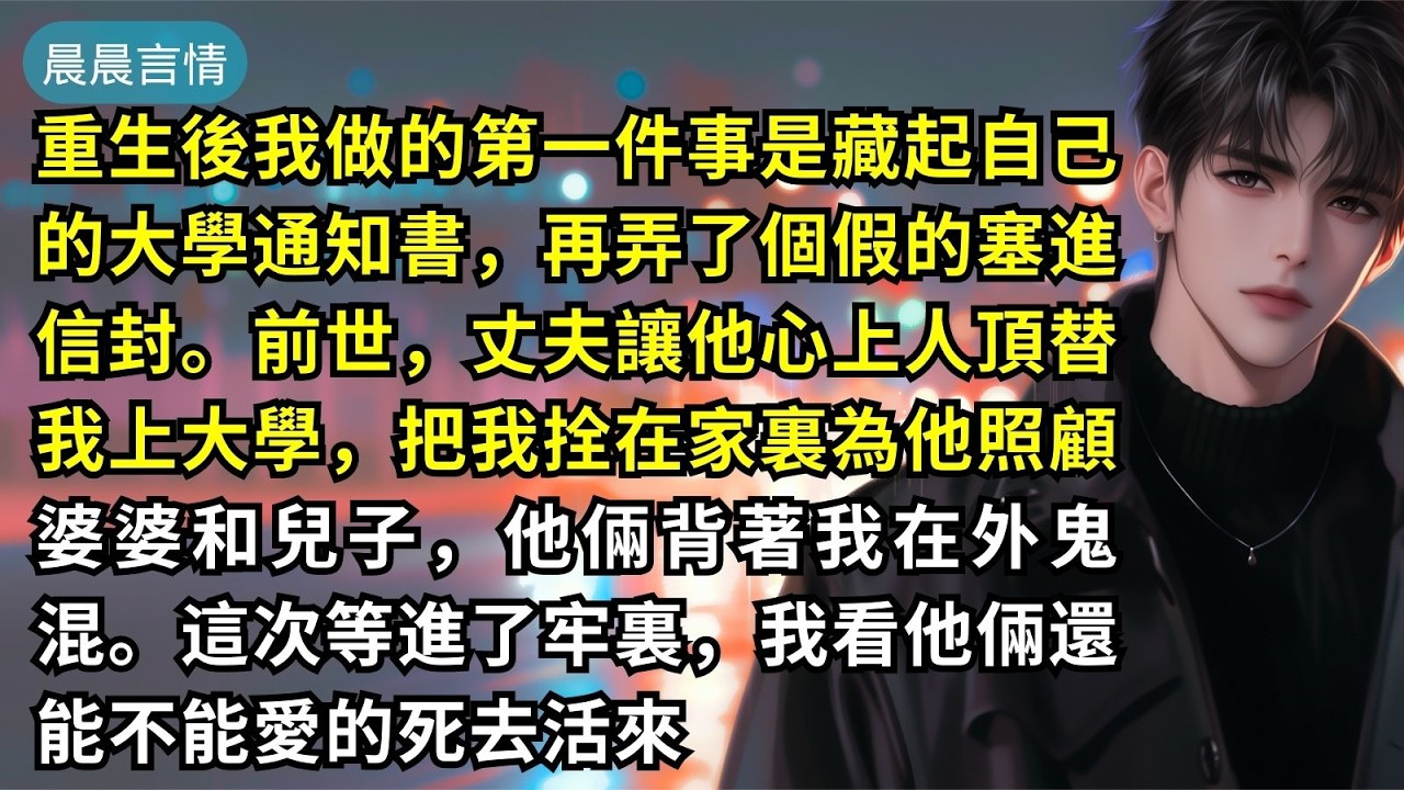 重生後我做的第一件事是藏起自己的大學通知書，再弄了個假的塞進信封。前世，丈夫讓他心上人頂替我上大學，把我拴在家裏為他照顧婆婆和兒子，他倆背著我在外鬼混。這次等進了牢裏，我看他倆還能不能愛的死去活來