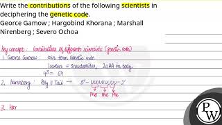Write the contributions of the following scientists in deciphering the genetic code.Georce Gamow....