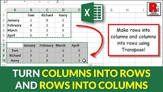 How To Transpose Excel Data From Columns To Rows Or Rows To Columns