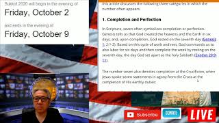 Information Prophetic Insight Feast of Tabernacles/2020, Sukkot number 7, Rapture News
