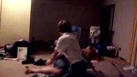 Matt and Nick wrestle