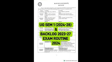 UG SEM 1 (2024-28) & BACKLOG (2023-27) Exam Routine l Ranchi University ll #ranchiuniversity #shorts