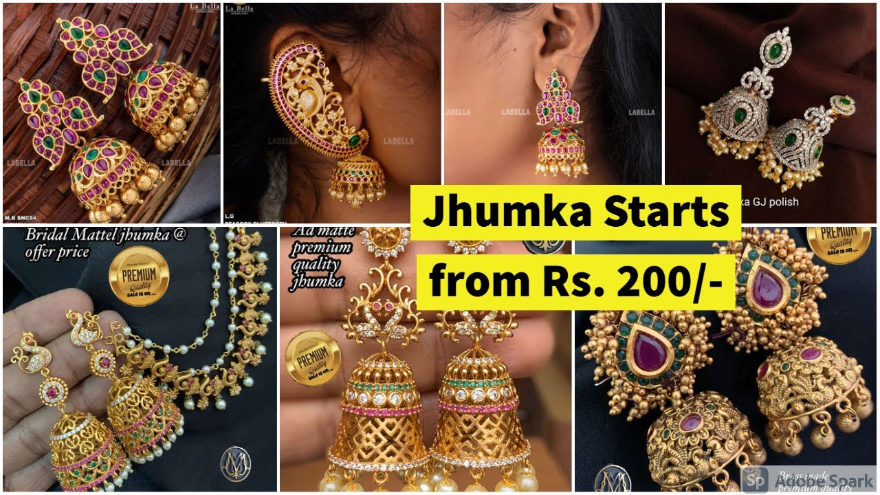 Diamond Jhumka,flat diamond studs ,diamond earrings indian,ruby diamon –  Nihira