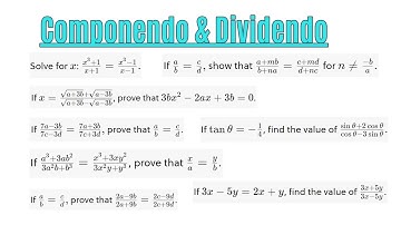 How to Apply Componendo and Dividendo Rule to Questions