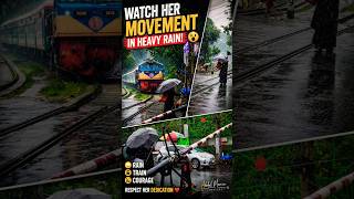 Most dangerous job in torrential rain Respect her dedication! 🌧️ Track Operator #shorts