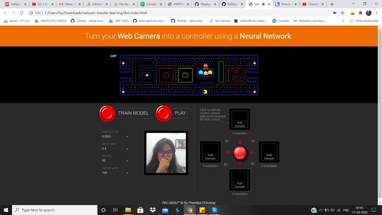 Playing PacMan using Computer Vision (webcam transfer learning approach ...