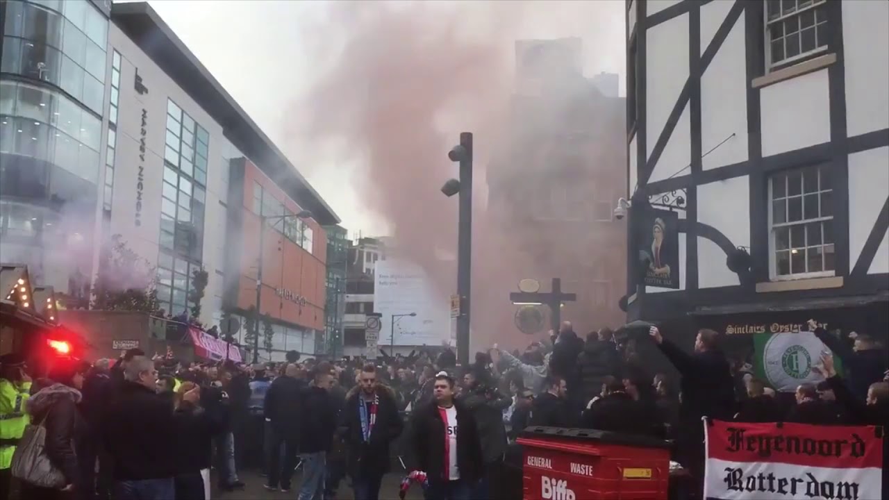 Pyro/Support Feyenoord  before the match against Manchester City