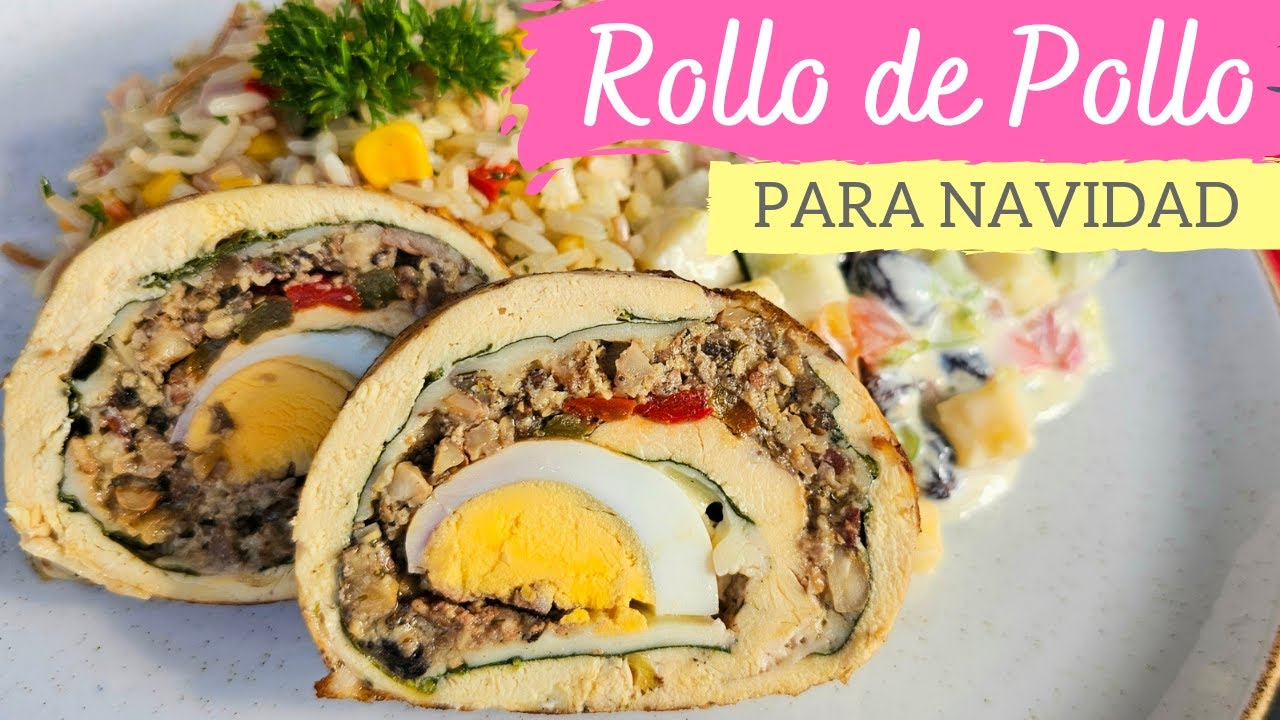 ROLLO DE POLLO para la cena de NAVIDAD 🎅| Receta SIN HORNO, fácil y ...