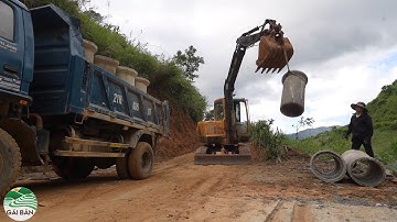 Cầu Cáng Dào ( T 123 )| Cống về bản - bắc cầu qua vách đá run tay đưa máy xúc qua chuẩn bị vật liệu