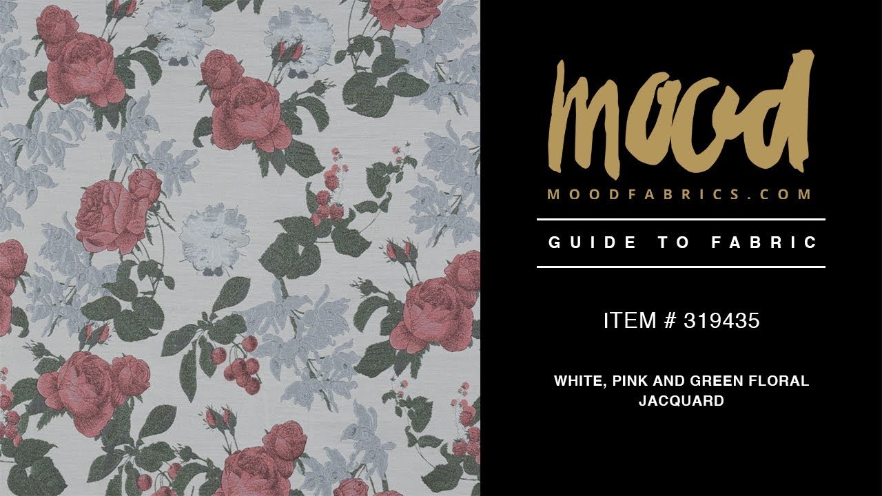 Mood Fabrics 319435 White, Pink, and Green Floral Jacquard