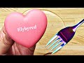 Slime Coloring with Japanese Makeup! Mixing Heart Eyeshadow into Clear Slime! Satisfying Slime Video