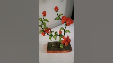 China Rose With Beads & Wire Tree 💞 #chinarose #wiretree #short #shorts #youtube #viral #subscribe