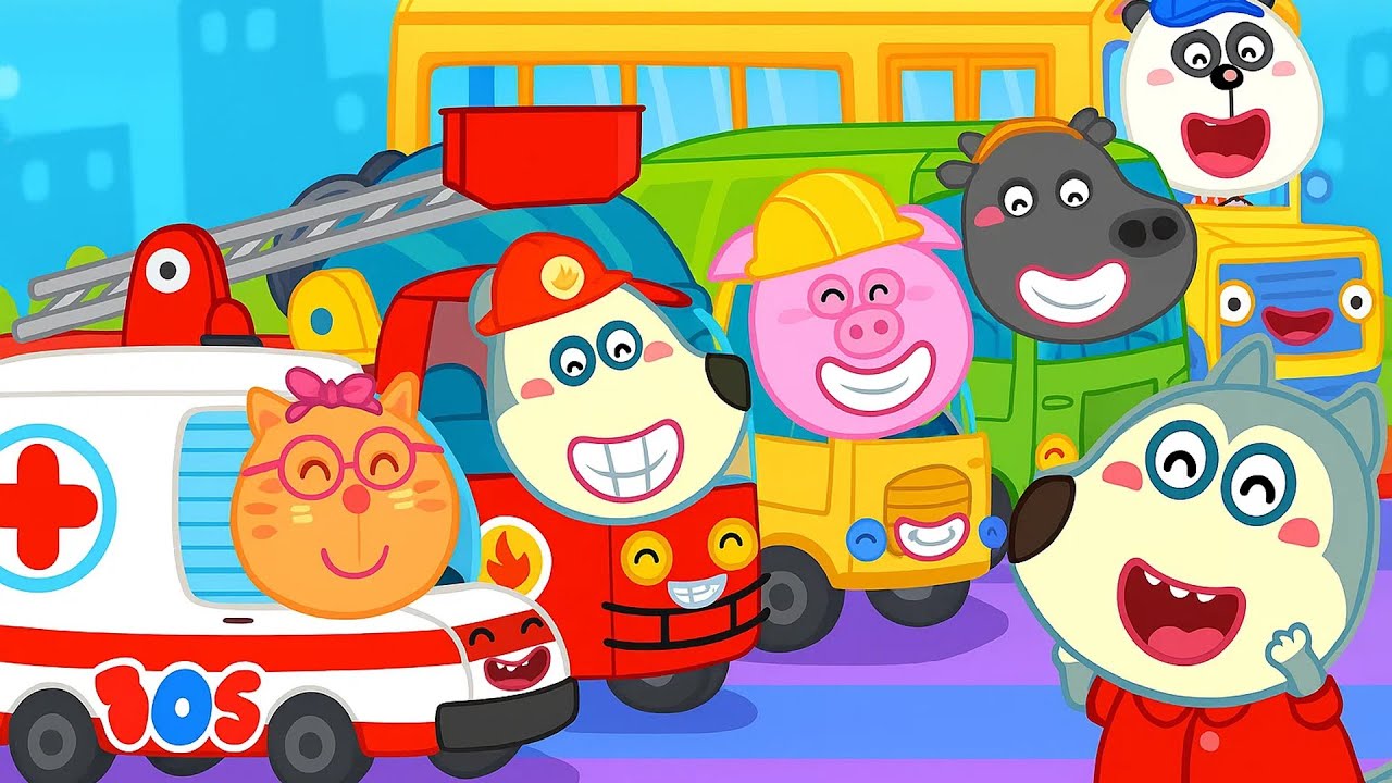 Familia de vehículos de construcción😮Canción del camión🎵Canciones infantiles