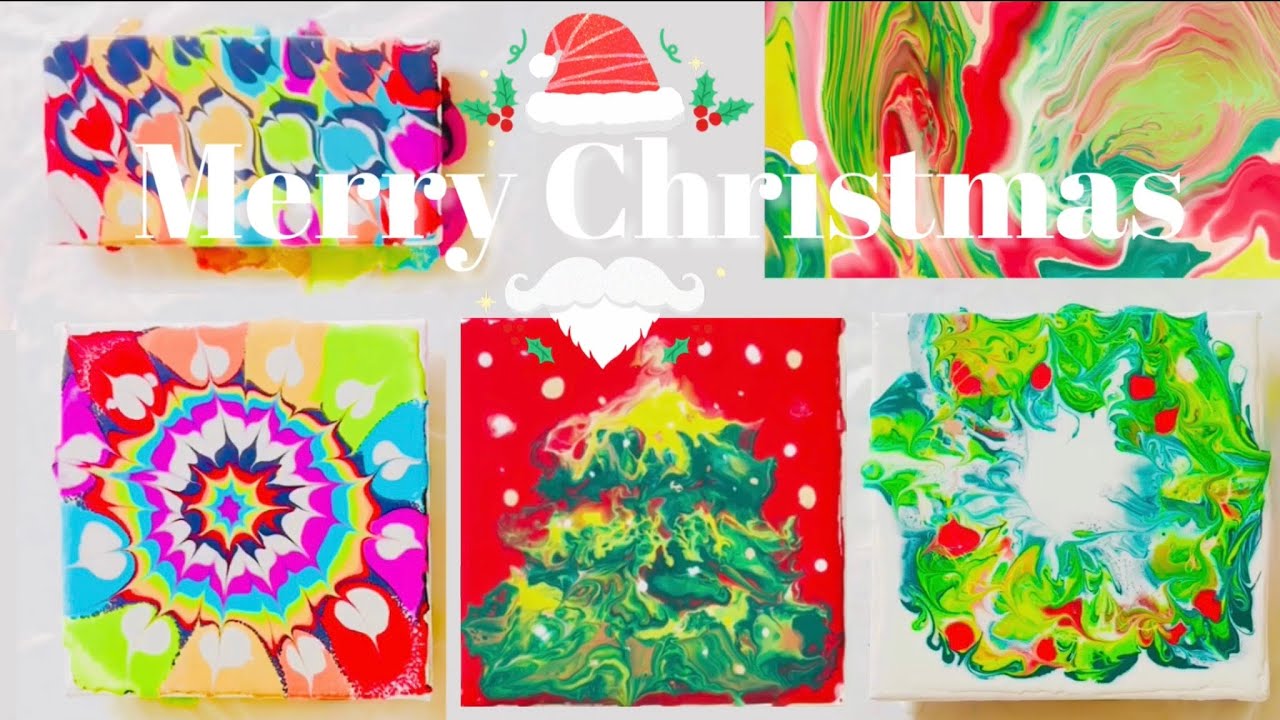 🎄Merry Christmas Fluid Art Compilation 5 Fluid Art Creations for the Holidays!🎅| Abstract Art