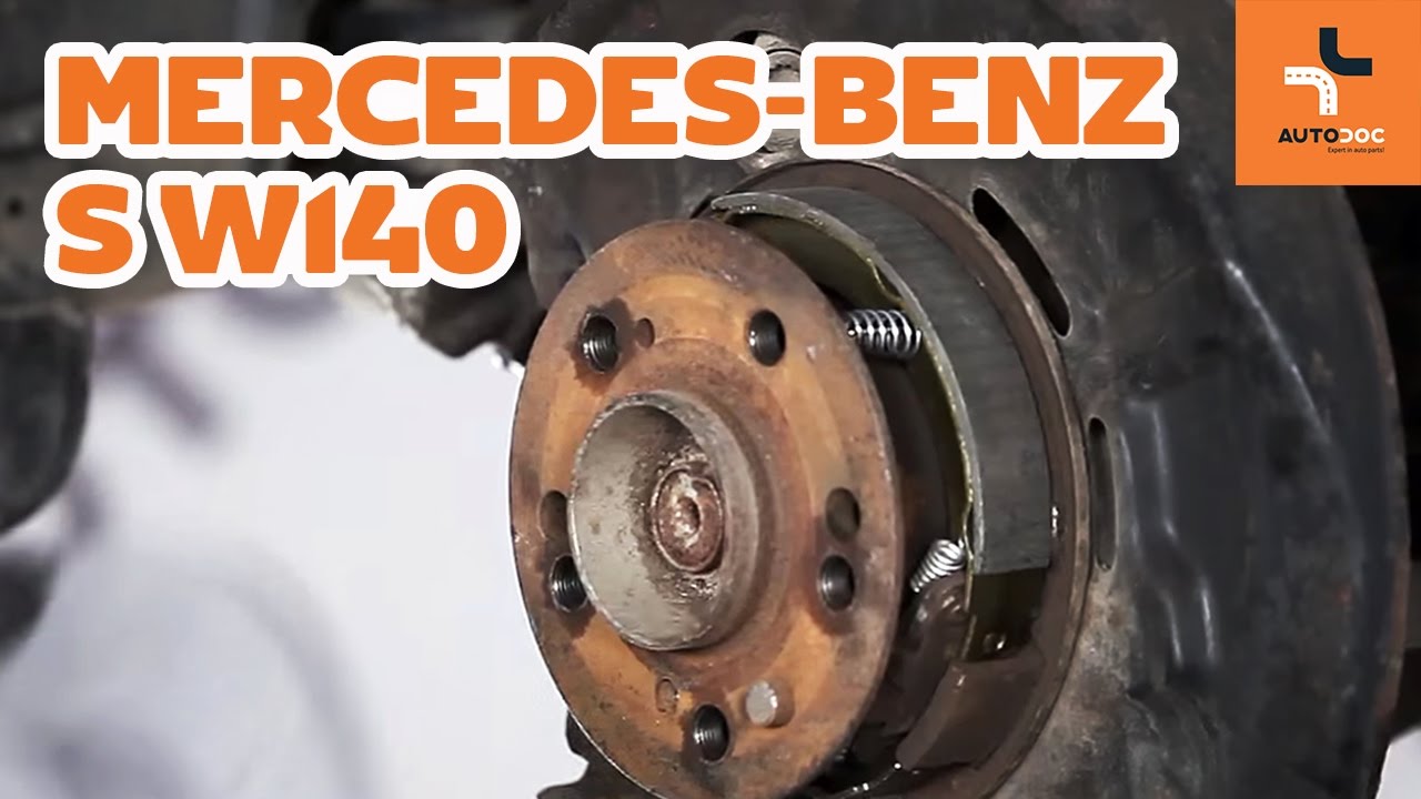 How to change handbrake shoes parking MercedesBenz S W140