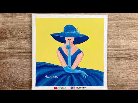 Lady in Blue Acrylic Painting for Beginners | Joy of Art #509