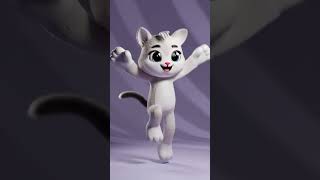A cartoon-style dancing animal figure with 3D appearance on a gradient purple background.