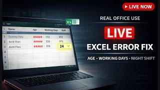 LIVE Excel Error Fix | Age, Working Days, Night Shift Formula Errors (REAL Office Use)