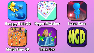 Hungry Hole 3D, Hyper Matcher, Laser Race, Match Line 3D, Trick Box | New Games Daily