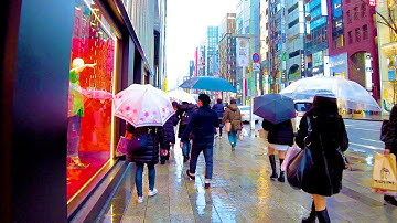 Ginza in Tokyo. Enjoy rain shopping from Yurakucho ♪ 💖 4K ASMR Nonstop 1 hour 02 minutes