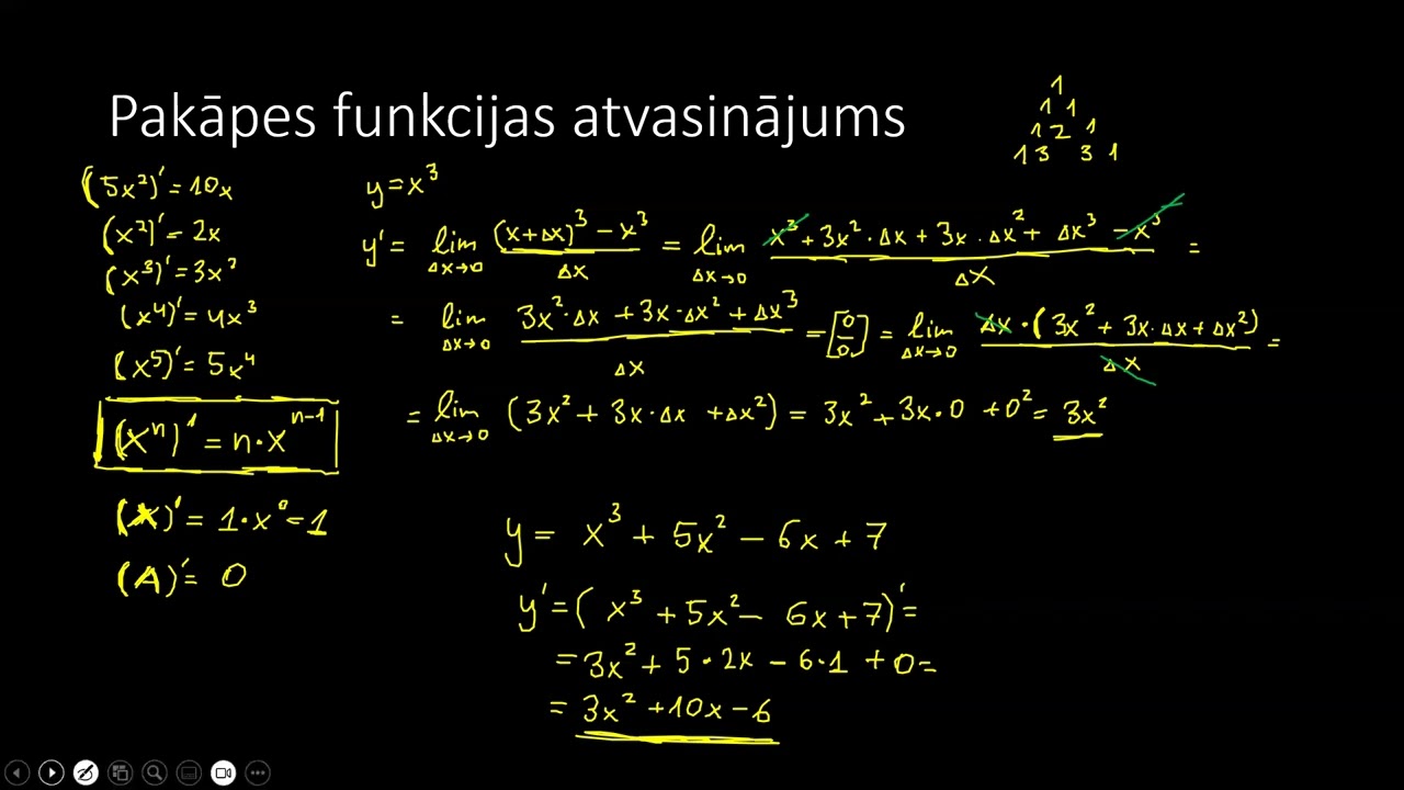 Mat2 6.5.  Pakāpes funkcijas atvasinājums