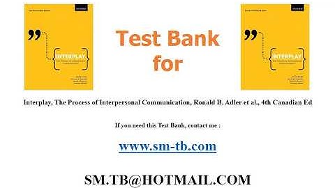 Test Bank Interplay The Process of Interpersonal Communication, Ronald Adler et al, 4th Canadian Ed