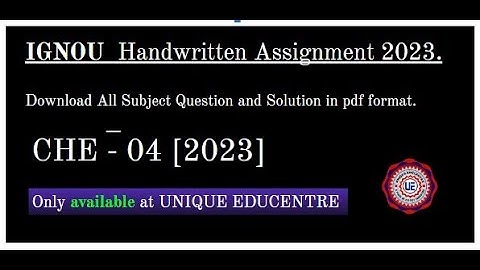 IGNOU SOLVED ASSIGNMENT 2023//CHE04//#ignou #ignousolvedassignment #ignouassignment