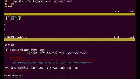 selection sort tests and timing in ruby. Narrated